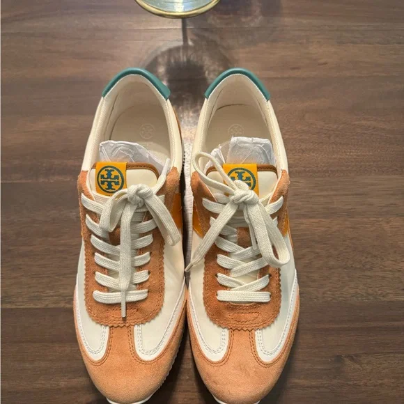 Tory Burch - Hank New Ivory / Orange Citrine / Bright Lago Low Top Sneakers - Picture 6 of 8
